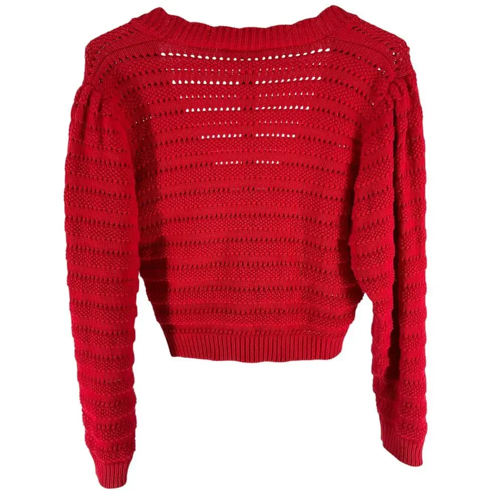 Rouje Scalloped Red Adelie Cardigan Size XS - Picture 3 of 5